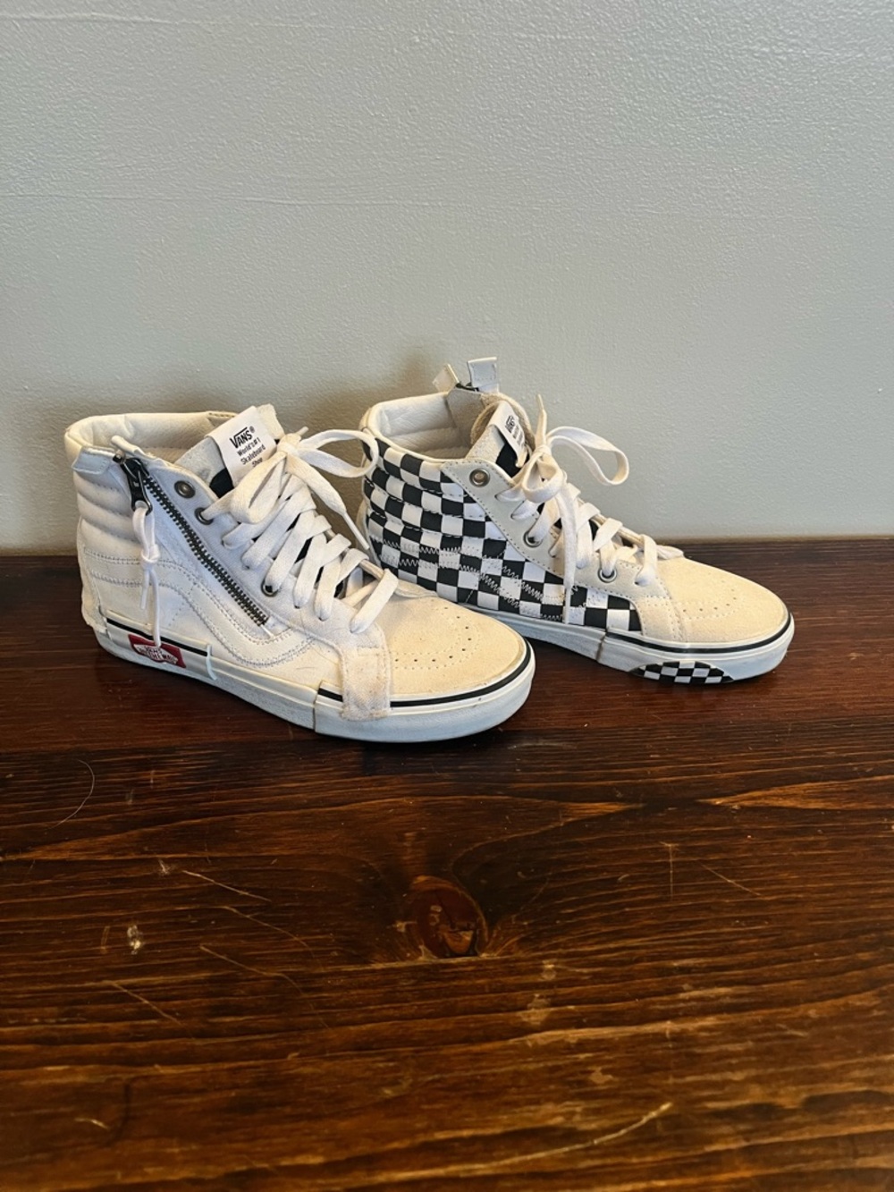 Vans High-Top Checkerboard Lace-Up Sneakers - White & Black
